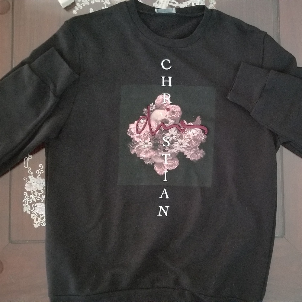 Christian Dior Black Flower and Skull Crewneck M